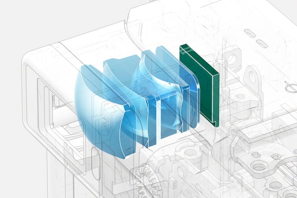 Illustration of the viewfinder interior and a viewfinder close-up