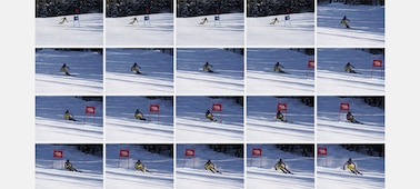 20 consecutive photos of skiers