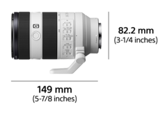 Product image showing left side view of lens