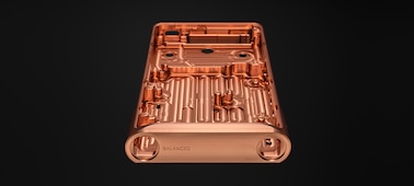 Gold-plated oxygen-free copper chassis of the WM1ZM2 Walkman on a dark background