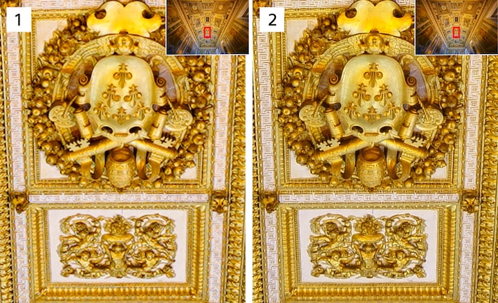 Images illustrating Pixel Shift Multi Shooting, with normal image (left) and more detailed composited image (right)