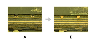 Image comparing normal via with filled via